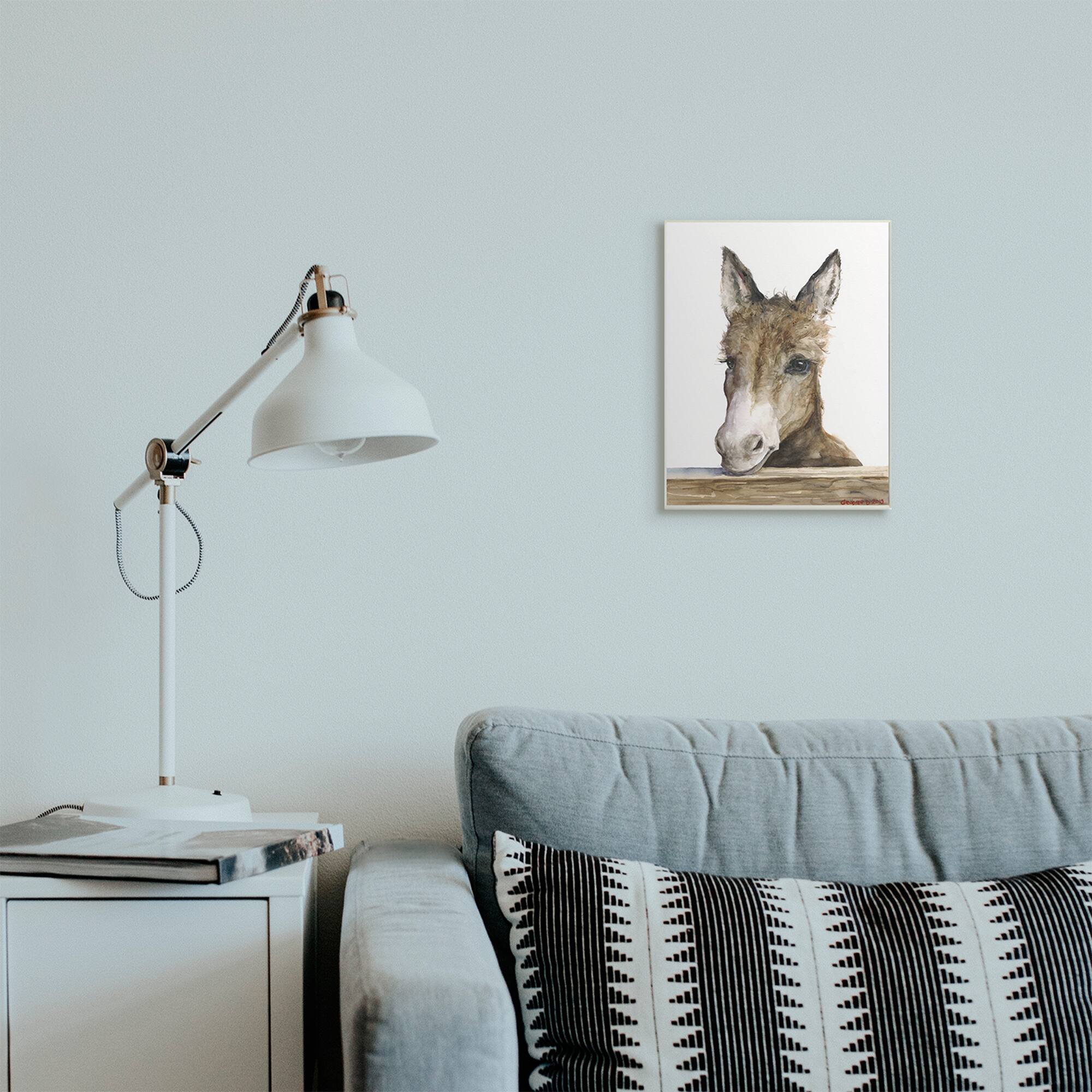 Stupell Industries Baby Donkey Portrait Adorable Farm Animal Wall Plaque